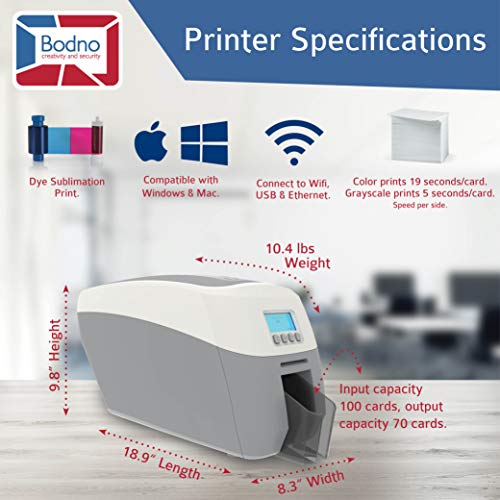 Magicard 600 Single Sided ID Card Printer & Complete Supplies Package with Bodno ID Software - Silver Edition