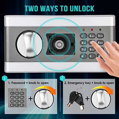 DIOSMIO Fireproof Safe Box with Fireproof Document Bag,2.08Cub Digital Safe Box Fireproof Waterproof Combination Lock Safe with Keypad LED Indicator, for Pistol Cash Jewelry Important Documents