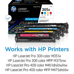 HP 305A | CE305AQ1 | 4 Toner-Cartridges | Black, Cyan, Magenta, Yellow | Works with HP LaserJet Pro Color M451 series, M475 series, M375nw