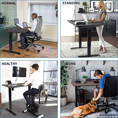 Furmax Electric Adjustable Height Desk Office Computer Sit Stand Home Workstation T-Shaped Metal Frame with 44 x 24 Inches Wood Tabletop (Black)