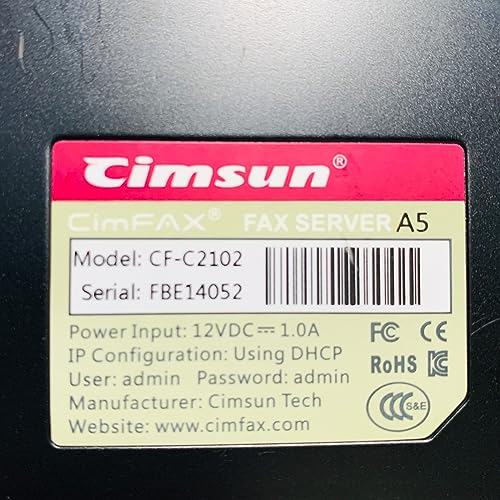 Tekswamp CimFax CF-C2102 Paperless Fax Machine Bundle with AC Adapter