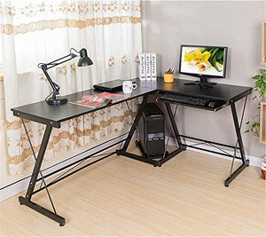 WE&ZHE Corner Desk Office Desk, L-Shaped Work Desk Large Computer Desk PC Laptop Study Gaming Table Workstation for Home Office,B
