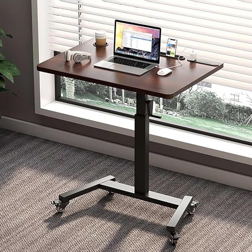 ArtRay Height Adjustable Rolling Desk with USB Socket, Portable Laptop Stand Cart