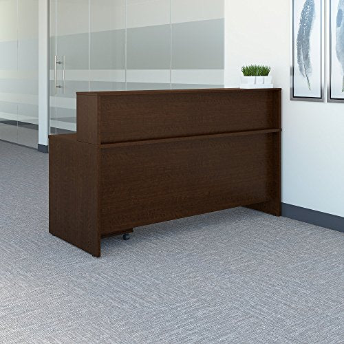 Bush Business Furniture Series C 72W x 30D Reception Desk with Mobile File Cabinet in Mocha Cherry