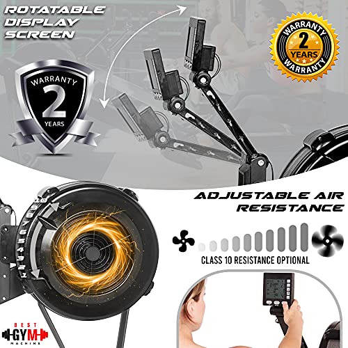 Rowing Machine - Total Body Workout Machine - Perfect Rowing Machines for Home Use Indoor Gym - High Calorie Burning Rower Machine - Bluetooth Connectivity Folding Rowing Machine