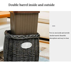 Indoor Trash Cans Square/Oval Garbage Container Bin，Small Woven Basket Trash Can Wastebasket，for Bathrooms/Kitchens/Home Offices/Craft/Laundry Garbage Cans for Kitchen Office Outdoor