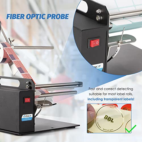 Frifreego Automatic Label Dispenser, Fiber Optic Sensor, for Various Labels Including Clear Labels, Min Label Length 3mm, Label Width 10-162mm, Max Label Dia 200mm