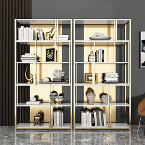HARAY Light Luxury Style Stainless Steel Bookshelf 90cm White