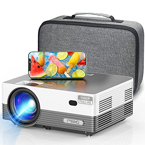 MOOKA Q6 Native 1080P WiFi Bluetooth Projector,Upgraded 8500L HD Video Projector with Carrying Bag,Support 4K &300＂Display,Home&Outdoor Movie Projector Compatible with iOS/Android/PC/TV Stick/PS4
