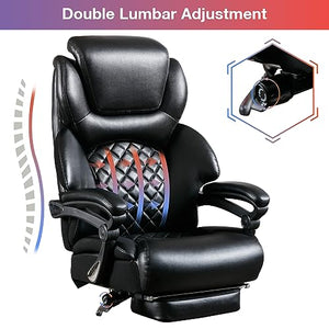 Blue Whale Big and Tall Office Chair 500lbs with Adjustable Lumbar Support, Footrest, and Headrest