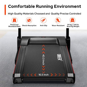 Ober Folding Treadmills for Home with Manual Incline, 2.5HP Portable Electric Foldable Treadmills with Updated Display, 242 lb Bearing Weight Jogging Walking Running Machine for Home Office Use