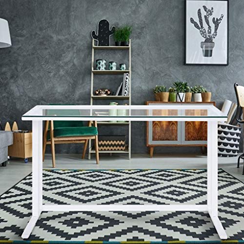 Computer Desk Home Office Writing Table Tempered Glass Top Metal Frame Workstation Desk for Indoor