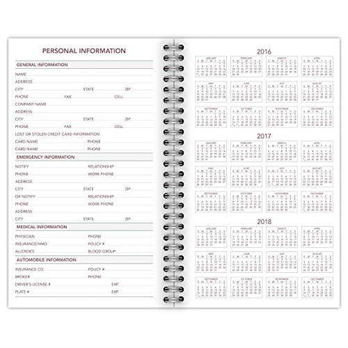 AT-A-GLANCE Weekly Planner 2017 Refill for 70-008, 3-1/4 x 6-1/4", Black (70-904-10)
