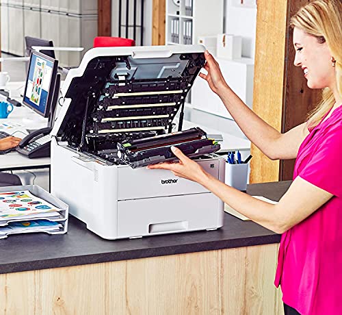 Brother Premium HL L32 Series Compact Digital Color Laser Printer I Mobile Printing I NFC I Auto 2-Sided Printing I 2.7" Color Touchscreen I 25 PPM I Up to 250-Sheet Tray Capacity + Delca HDMI Cable