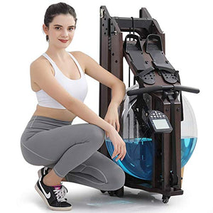 TRUNK Foldable Water Rowing Machine for Home Fitness, Classic Wood Water Rower with LCD Monitor Whole Body Exercise Cardio Training (Included an Dust Cover and Phone Holder)