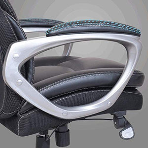 None Boss Chair Big and Tall Office Chair Ergonomic Computer Chair High Back PU Executive Chair with Lumbar Support Headrest Swivel Chair - Black