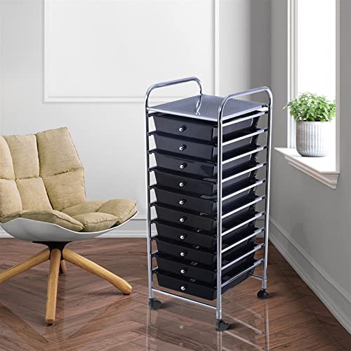 Moving Cart Drawer Rolling Storage Cart Scrapbook Paper Office School Organizer (Black)