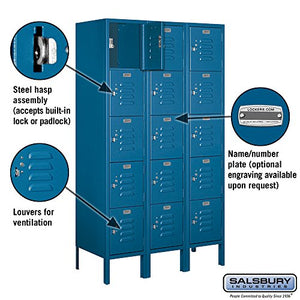 Salsbury Industries 65355BL-U Five Tier Box Style 36-Inch Wide 5-Feet High 15-Inch Deep Unassembled Standard Metal Locker, Blue