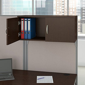 Bush Business Furniture Office in an Hour 89W x 65D U Shaped Cubicle Workstation with Storage in Mocha Cherry