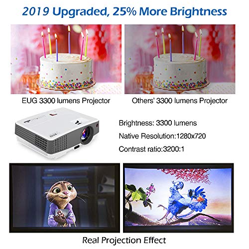 Portable LED Bluetooth Wireless Movie Game Projector 3300 Lumens Multimedia Android LCD Bluetooth Outdoor WiFi Proyector Support 1080P Digital HD Mini Small with Bluetooth HDMI USB VGA AV 3.5mm Audio