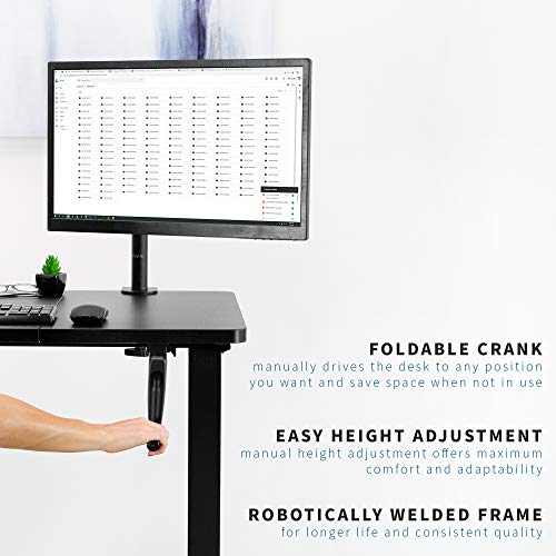 VIVO Manual 43 x 24 inch Stand Up Desk, 3 Section Table Top with Frame, Height Adjustable Standing Workstation with Foldable Handle, Black, DESK-MB43TB