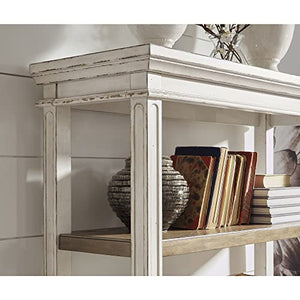 Signature Design by Ashley Realyn French Country 75" Bookcase with Drawer, Chipped White