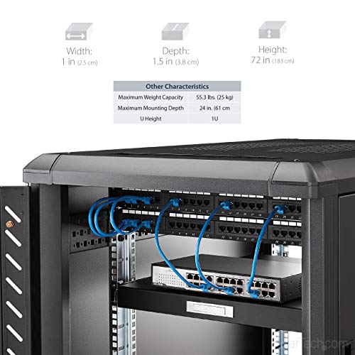 StarTech.com 1U Sliding Server Rack Mount Keyboard Shelf Tray - 55lbs - 22" Deep Steel Pull Out Drawer for 19" AV, Network Equipment Rack (SLIDESHELFD)