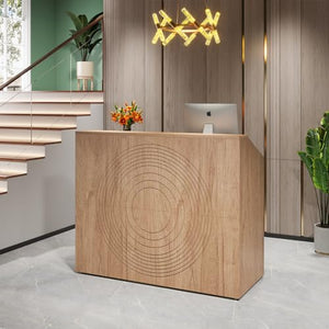 Tribesigns Modern Reception Desk with Counter, 47 inch Oak - Ideal for Checkout, Lobby, Beauty Salon