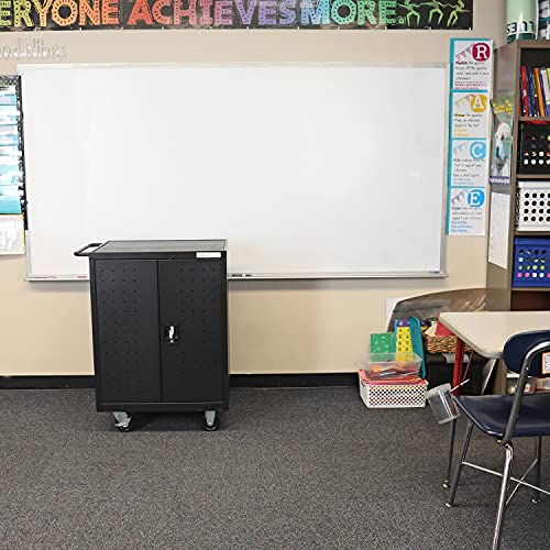 Pearington 24 Device Mobile Charging and Storage Cart for iPads, Chromebooks and Laptop Computers, Up to 15-Inch Screen Size, Surge Protection, Front & Back Access Locking Cabinet