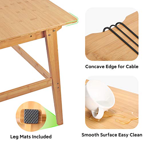Nnewvante Writing Computer Desk 46" Bamboo Home Office Table with 2 Drawers, Modern Furniture Simple Study Makeup Workstation