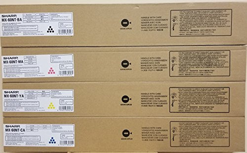 GENUINE SHARP TONER SET MX60NTBA MX60NTCA MX60NTYA MX60NTMA for use in MX-3050N, MX-3070N, MX-3550N, MX-3570N, MX-4050N, MX-4070N, MX-5050N, MX-5070N, MX-6050N, MX-6070N, w/ micro acetoner cloth.