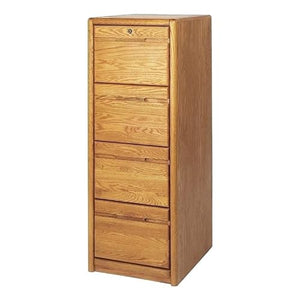 Beaumont Lane Contemporary Wood 4 Drawer Vertical File Cabinet in Oak