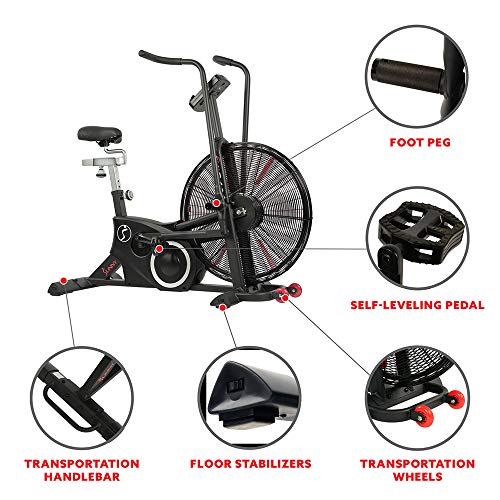 Sunny Health & Fitness Exercise Tornado Fan Air Bike with Bluetooth and Heart Rate Compatibility