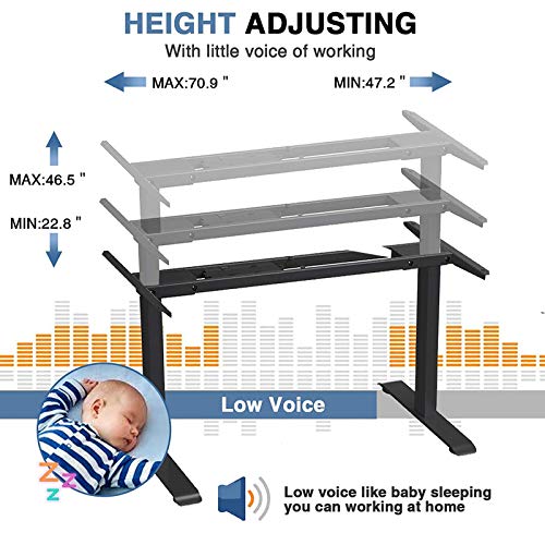 Electric Stand Up Desk Frame, Height Adjustable Standing Desk Base with Dual Electric Motor and Memory Controller, DIY Ergonomic Desk Frame Legs for Home, Office(Frame Only)