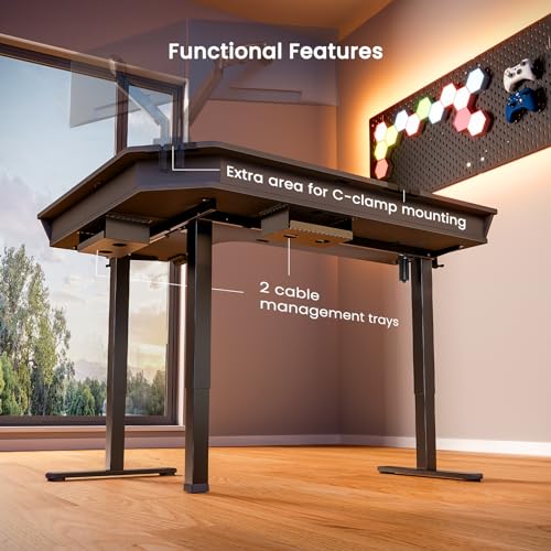 ErGear 63" L Shaped Gaming Desk with 3 Drawers, Standing Desk Height Adjustable - Black