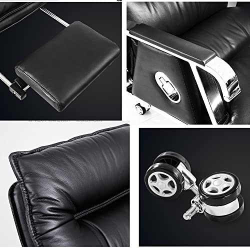 CBLdF Cowhide Managerial Executive Chair with Footrest, 170° Reclining, Swivel Seat - Brown