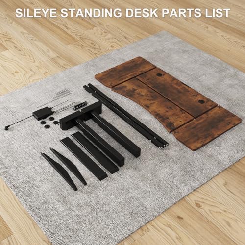 Sileye Electric Sit Stand Up Table, Height Adjustable, 63x30, Rustic Brown