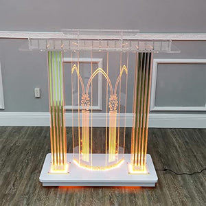 JOuan Acrylic Church Podium Stand with LED Lighting