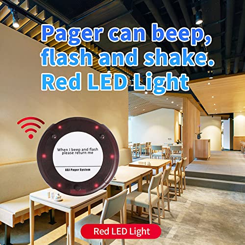 AGJ Wireless Restaurant Pager System - 20 Coaster Beeper Buzzer Queue Pagers
