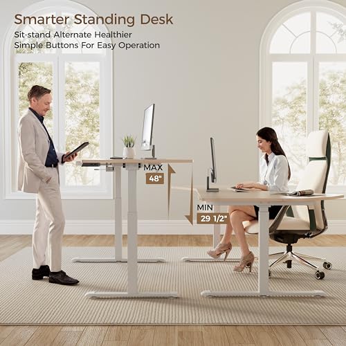 EUREKA ERGONOMIC Electric Standing Desk 70 Inch - Height Adjustable Sit Stand Up Desk, Maple
