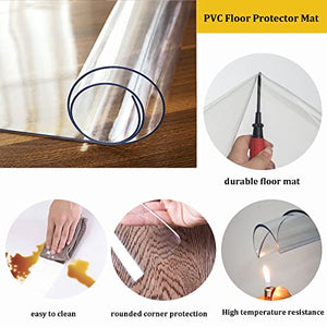 VXHCS Transparent Office Chair Mat, PVC Floor Protector 79x118in - Waterproof, Non-Slip, Easy to Clean