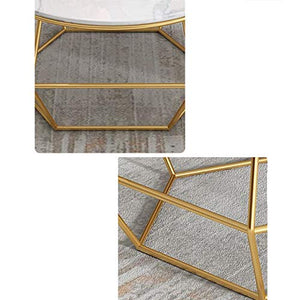 Tables YNN Bedside Marble Coffee Round Sofa Side Metal Accent Living Room Hotel Studio 23.6''x17.7'' Gold (Color : A)