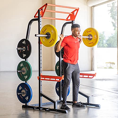 Sunny Health & Fitness Power Zone Half Rack Heavy Duty Performance Power Cage with 1000 LB Weight Capacity – SF-XF9933