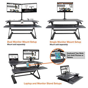 Victor DCX760 High Rise Collection Height Adjustable Standing Desk with Removable Keyboard Tray | Gray | 36" Wide Standing Desk | Professional or Home Use | Compatible with Most Monitor Arms