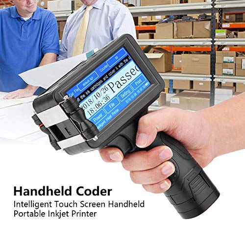 Handheld Inkjet Printer M6 US Plug 110-240V Inkjet Printer Ink Date Coder Coding Machine LED Screen Display for Trademark Logo Graphic Date Coder Machine, Ink Coder Machine