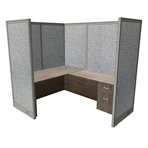G GOF 1 Person Workstation Cubicle (6'D x 6'W x 4'H) - Office Partition, Room Divider - Artisan Grey