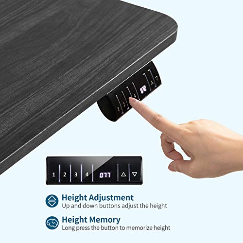 Furmax Electric Adjustable Height Desk Office Computer Sit Stand Home Workstation T-Shaped Metal Frame with 44 x 24 Inches Wood Tabletop (Black)