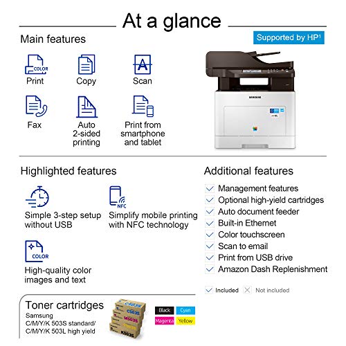 Samsung ProXpress C3060FW All in One Color Laser Printer with Wireless & Mobile Connectivity, Duplex Printing, Print Security & Management Tools, Amazon Dash Replenishment Enabled (SS212A)