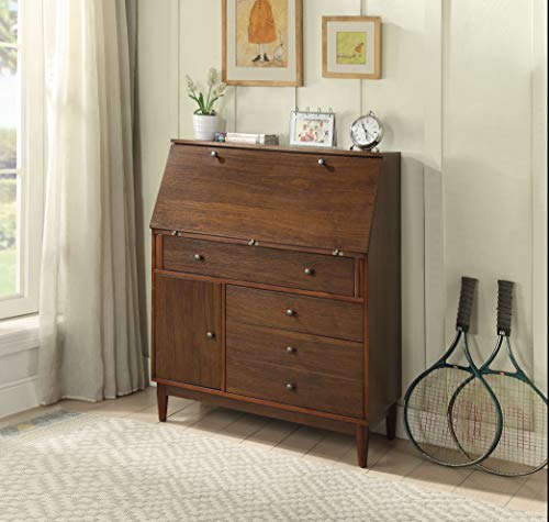 Benjara Wooden Office Armoire with Drop Down Door Storage, Brown