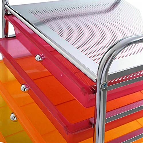 Rainbow Drawer Rolling Storage Cart Scrapbook Paper Organizer (Silver)